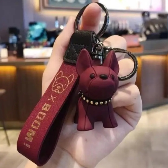 Accessories - NWT French Bulldog Key Ring In Crimson